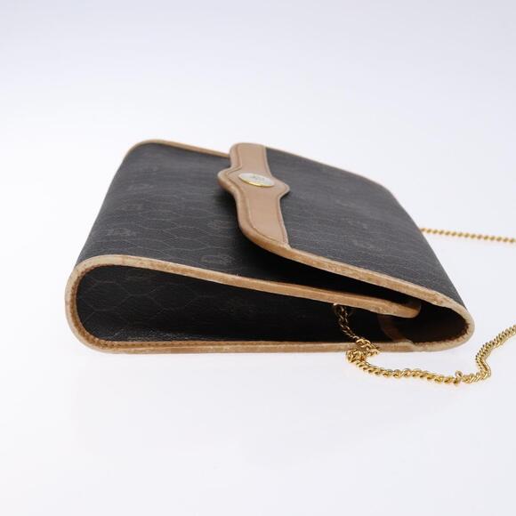 DIOR Honeycomb Canvas Chain Shoulder Bag Pvc Black Gold - Picture 4 of 12